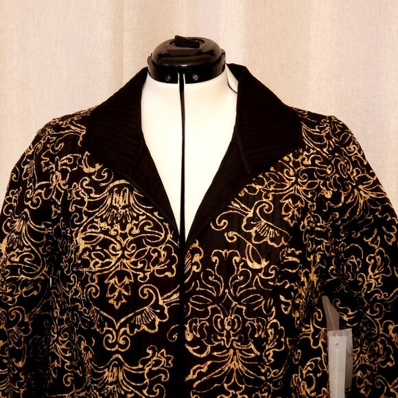 Catherine's Quilted Lightweight Open Jacket in Black & Gold | Size 14/16W | NWT - Picture 4 of 10